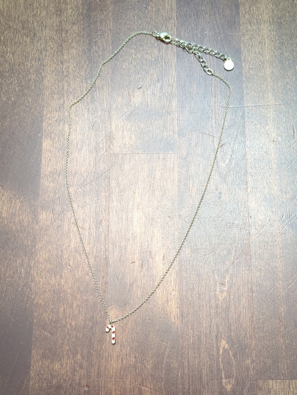 Maurices Gold-Tone Chain Necklace with Red and White Candy Cane Charm